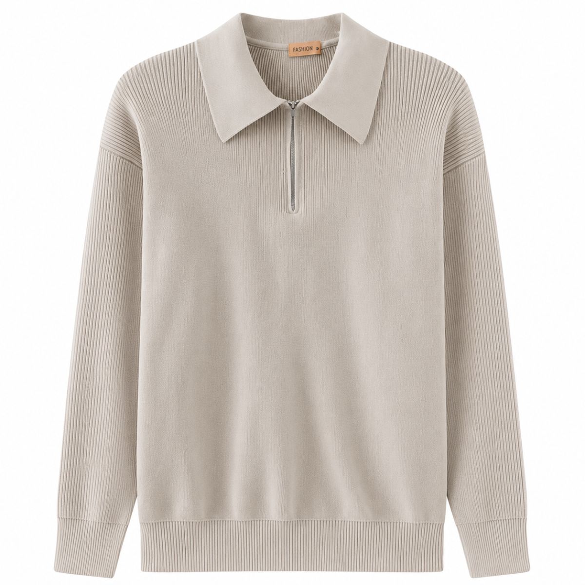 Kaschmir Polo-Pullover mit Halbreißverschluss