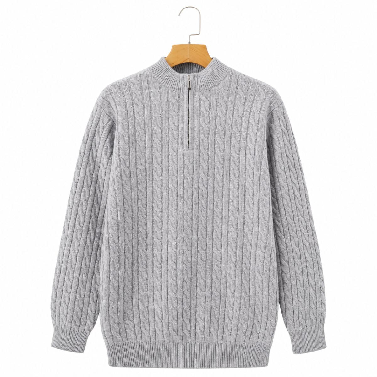 Pullover aus 100% Kaschmir mit Halbreißverschluss