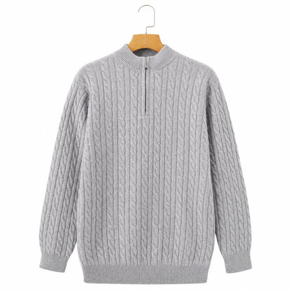Pullover aus 100% Kaschmir mit Halbreißverschluss