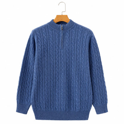 Pullover aus 100% Kaschmir mit Halbreißverschluss