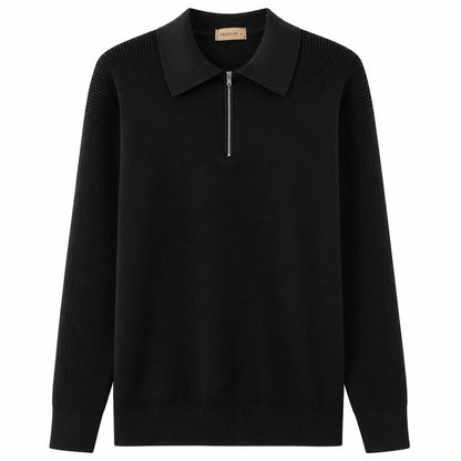 Kaschmir Polo-Pullover mit Halbreißverschluss
