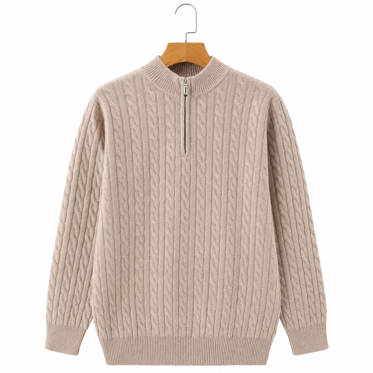Pullover aus 100% Kaschmir mit Halbreißverschluss
