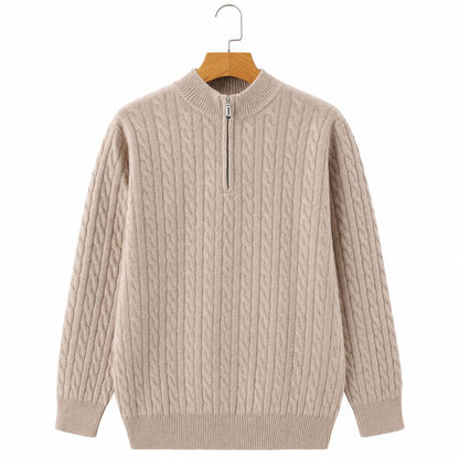 Pullover aus 100% Kaschmir mit Halbreißverschluss