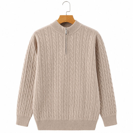 Pullover aus 100% Kaschmir mit Halbreißverschluss