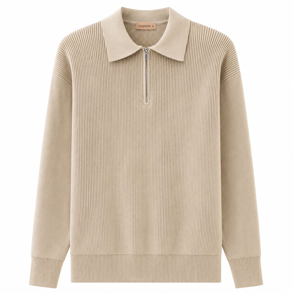 Kaschmir Polo-Pullover mit Halbreißverschluss